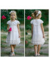Cap Sleeve Ivory Lace Flower Girl Dress Baptism Dress